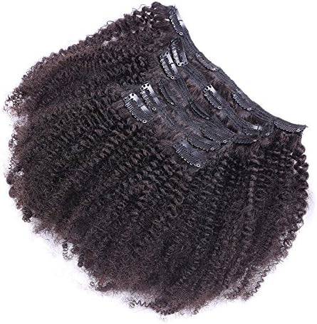 Queen Beauty Hair Curl Coily Clip In Human Hair Extensions 7pcs/set Brazilian African American Clip In Human Hair Extensions Curly Clip Ins (22 inch)