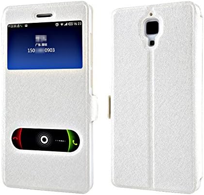 Generic Double Window PU Leather Case for Xiaomi MI4 Color White