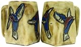Two MARA Coffee Cup STONEWARE Dinner SQUARE Mug HUMMINGBIRD Bird DESIGN