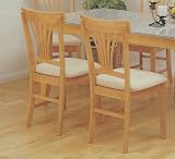 Set of 2 Maple Finish Wood Dining Chair Chairs with Cushion Seats