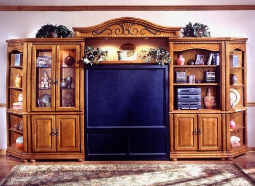 CLOSEOUT SPECIAL! - Waxed Pine Entertainment Center Set 5 - Wood Furniture - 1599-ENTCEN-SET-5