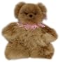Alpaca Bear. Genuine Dark Colored Alpaca Teddy Bear With Pink Roses Collar. 13-14 inches high.