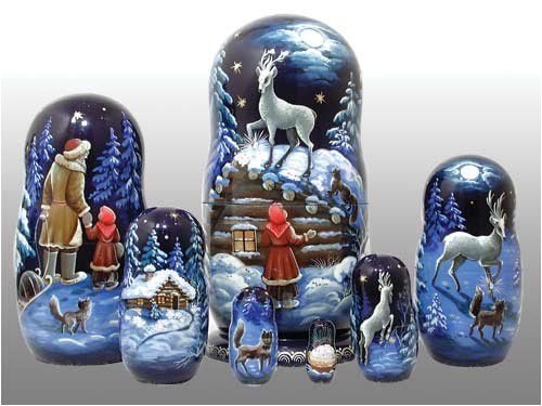 Childrens Toyshop  Toys : Silver Hoof Russian Nesting Doll 7pc./8"