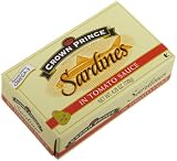 Crown Prince Sardines in Tomato Sauce, 4.25-Ounce Tins (Pack of 24)