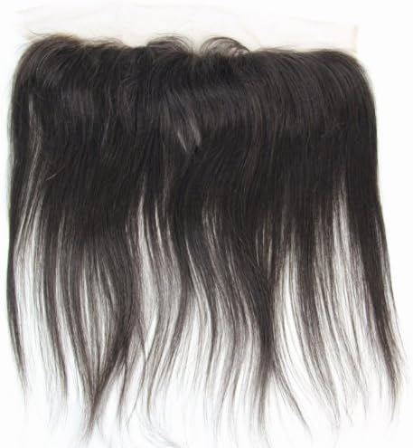 Lace Frontal Closure 13"*2" Hand Made 100% Soft Brazilian Virgin Human Hair Natural Straight Natural Color Unprocessed Hair (10", Natural color Unprocessed Hair)