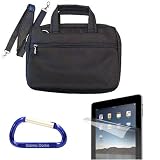 Durable Suited Carrying Case Bag (Black) and Screen Protector with a Free Carabiner Key Chain for the Apple iPad