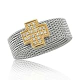 Mens Gold Plated Stainless Steel Diamond Band Ring (H, SI, 0.10 carat)-Band Width:7mm-Size 8