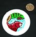 3" button / pin printed with dam, brown, river, beaver, tail