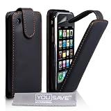 Yousave Accessories TM Tasche F�r Das Apple iPhone 3 / 3G /3GS Leder Flip Schutzh�lle Schwarz Mit Displayschutz Folie Und Graues Micro Faser Poliertuchvon "Yousave"