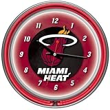 Miami Heat NBA Chrome Double Ring Neon Clock