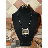 Indian Jewelry Gold Plated Traditional Rajasthani Thewa Necklace Earring 3pc Set