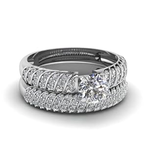 Fascinating Diamonds 1.40 Ct Rope Vintage Round Ideal Cut Diamond Engagement Wedding Rings Set SI1 GIA