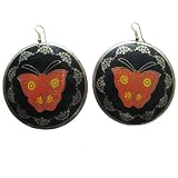 Black Butterfly Design Gold Tone Dangle Earring Jewelry