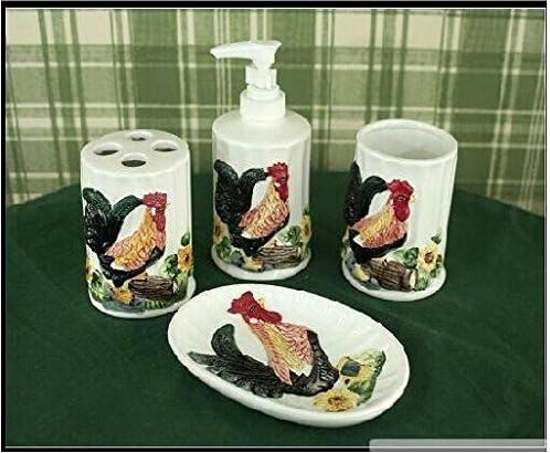 Cartoon Rooster Sculpture And Hand-Painted Ceramic Bathroom Four-Pieces Set - European Toiletries - Wedding Gifts