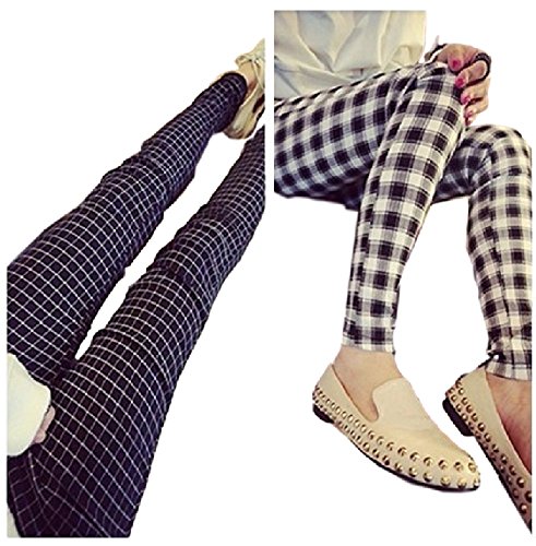 (ミウォルナ) Miwoluna マタニティ ストレッチ パンツ ズボン チェック柄 ウエストゴム 調整可能 美脚 足長