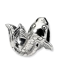 Sterling Silver Reflection Beads Collection Koi Fish Bead Charm 4mm Hole (fits 3mm European Style Charm Bracelets)