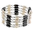 Magnetic Wrap Necklace/Bracelet - Clear Bicone with Pearls - 32'' in Length