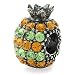 PINEAPPLE Yellow Peridot Food Fruit Solid Sterling Silver CZ Crystals Fits European Charm Bead Bracelets