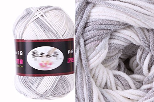 Milk Cotton Yarn R1002 knitting Yarn Scarf Yard Warm & Soft Yarn, Gray&White(6#)