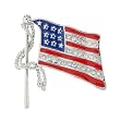 Brass Enamel American Flags with Clear CZ 36x36mm