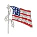 Brass Enamel American Flags with Clear CZ 36x36mm