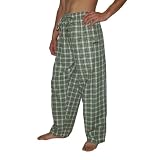 Mens NFL New York Jets Plaid Cotton Thermal Sleepwear / Pajama Pants - Green (Size: 2XL)