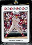 2008 Topps Baseball Cards # 173 Jamie Moyer - Philadelphia Phillies - MLB Baseball Trading Card in a Protective Screw Down Display Case