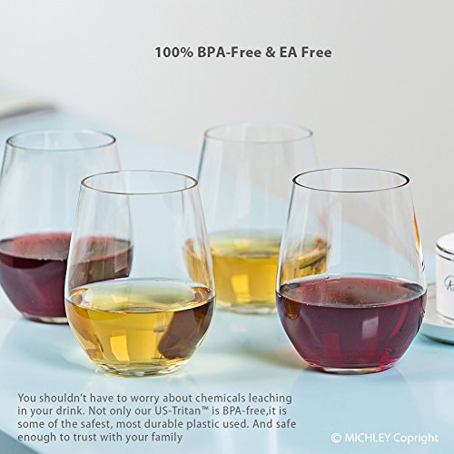 MICHLEY Unbreakable Stemless Wine Glasses,100 Tritan Shatterproof