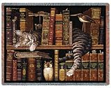 Frederick the Literate Cat by Charles Wysocki Cotton Tapestry Throw Blanket