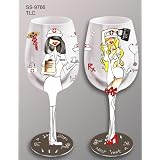 Bottom's Up 15-Ounce TLC Handpainted Wine Glass