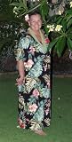 Plus Size Round Neck Long Dress - Exotic Garden Hawaiian Aloha Caftan/Kaftan Style Evening Dress