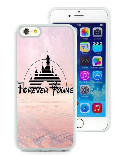 BEIWU Generic iPhone 6 4.7 Inch TPU Case,Forever Young Walt Disney Castle World Cute Shockproof Shell Case Cover for iPhone 6S 4.7 Inch(White)