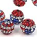 RUBYCA USA Flag Czech Crystal Round Disco Ball Clay Beads fit Shamballa Jewelry (20pcs, 10mm)