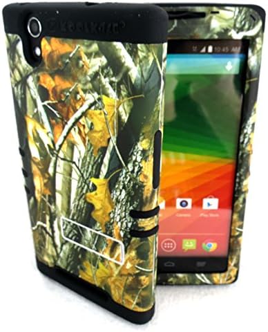 ZTE ZMAX Z970 Cover Case Camouflage Branch & Black Shock Resistant Hybrid Camo