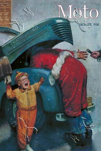 Art Poster, Boy Upset to See Santa Mechanic under Car Hood - 18.75 x 27.5