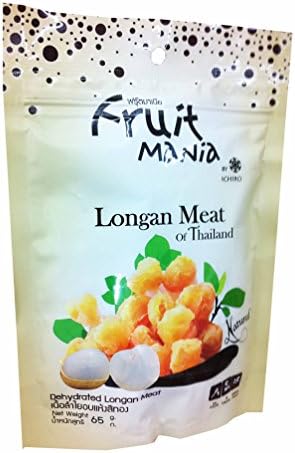 4 Packs of Dehydrated Longan Meat of Thailand, Deliicious Fruit Snack From Fruit Mania Brand, Gmp/haccp/iso22000 Certified. (65 G/ Pack)