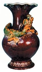 Chinese ceramic dragon vase - glazed ceramic, purple, green, yellow