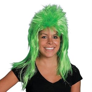Neon Green Mullet Adult Wig Captain Planet Mens New