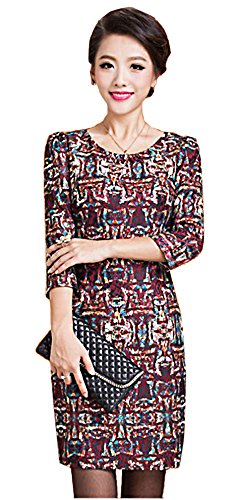 ワンピース 幾何学模様 上品 ミセス パーティ 卒業式 入学式 オフィス カジュアル キュート エレガンス レディース 冬物 春物 可愛いスカーフ付き R794