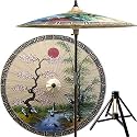 Japanese Garden Decor - 84" Asian Spring Oriental Patio Umbrella & Bamboo Stand Optional