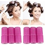 Voberry New Arrival 12 x Large Velcro Cling Rollers Curlers Hair Style Salon DIY 4.9cm Diameter - Pink