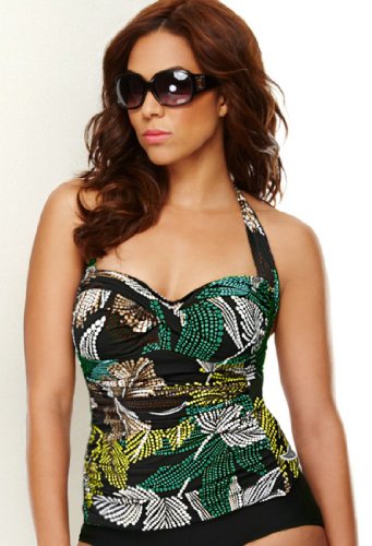 Avenue Plus Size Glam Halter Swim Top with Control product image