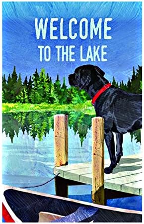 "Welcome To The Lake"Lovely Dog Print House Flag decorative flags initial flags party flags 12.5 x 18 Inch banner home flags Print flags