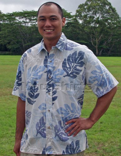 Reverse Shirt - Monstera Leaf Expression Men's Hawaiian Aloha Cotton Broadcloth Dress Shirt