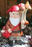 Eigenschaften   / Zwerg mit Tasche und Pilzen Gartenzwerg Deko Figur Pilz