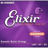 Electronics : Elixir Acoustic Guitar Strings Nanoweb Light .012 - .053