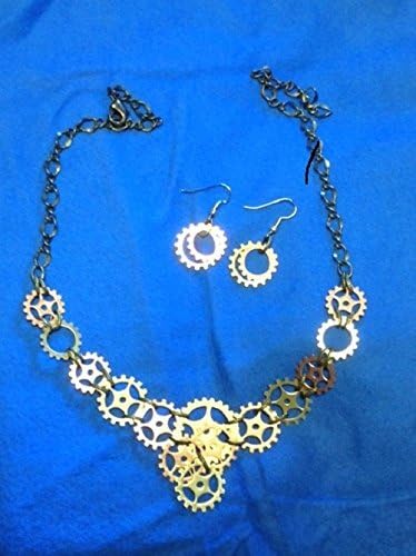 Steam punk Gear Necklace and Earring set