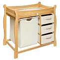 Badger Basket Company Sleigh Style Changing Table with Hamper/3 Baskets in Natural