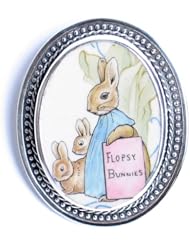 Broken China Jewelry - Wedgwood Beatrix Flopsy Bunnies - Sterling Pin Brooch