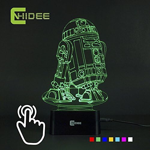 Hideeled amazing 3D illusion effect, Touch Control Star War designs table lamps, Usb Power Port, RGB Color, the Best Valentine's Gift for lovers (Star Wars R2-D2)
